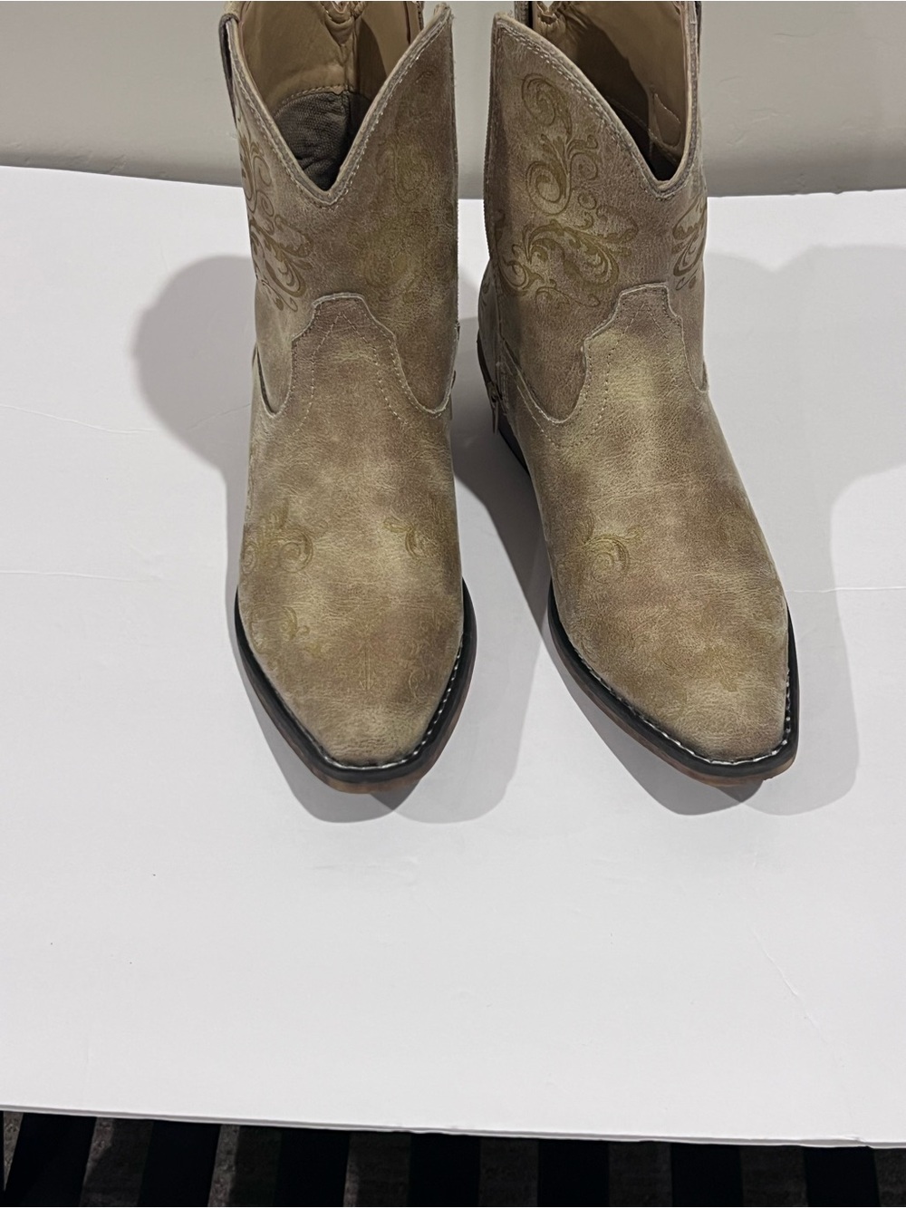 Roper Taupe Western Embroidered Ankle Booties